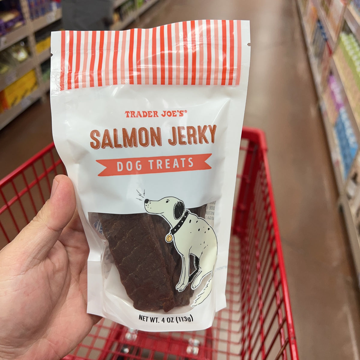 Trader Joe's Salmon Jerky Dog Treats — package information view