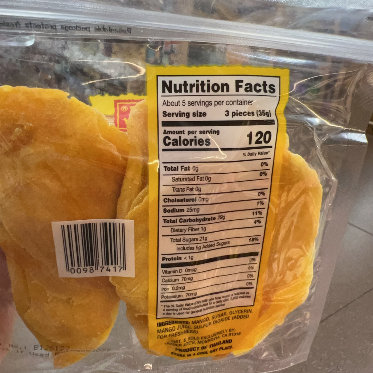 Trader Joe's Soft & Juicy Mango Dried Fruit 6 oz