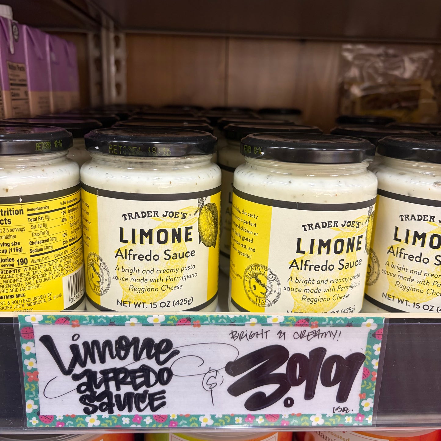 Trader Joe's Limone Alfredo Sauce – Lemon Pasta Sauce, 15 oz