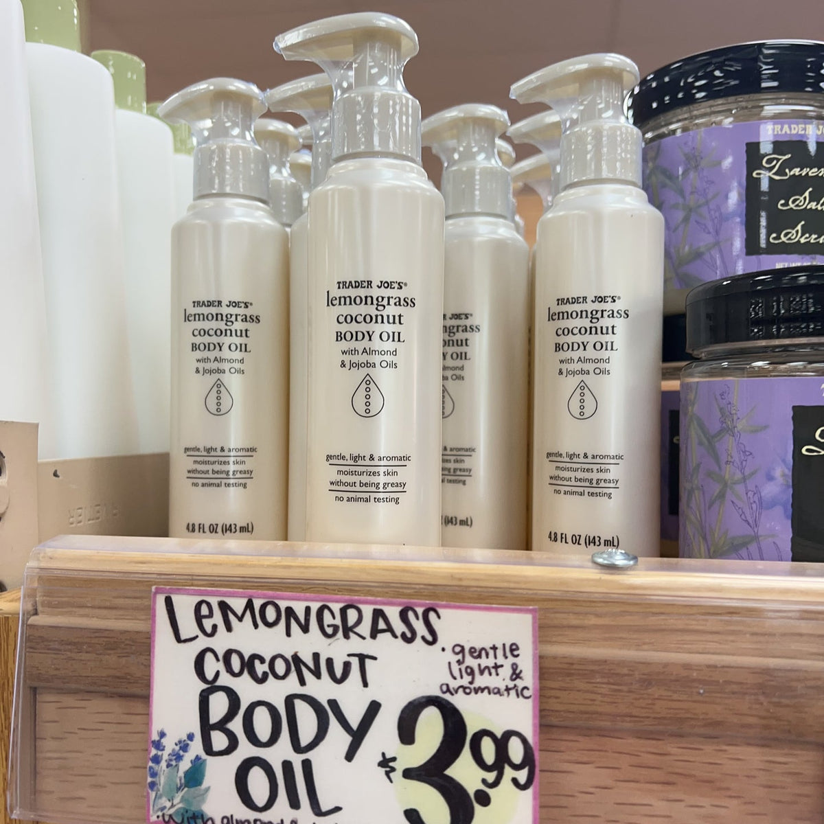 Trader Joe's Lemongrass Coconut Body Oil Jojoba & Almond 4.8 fl oz