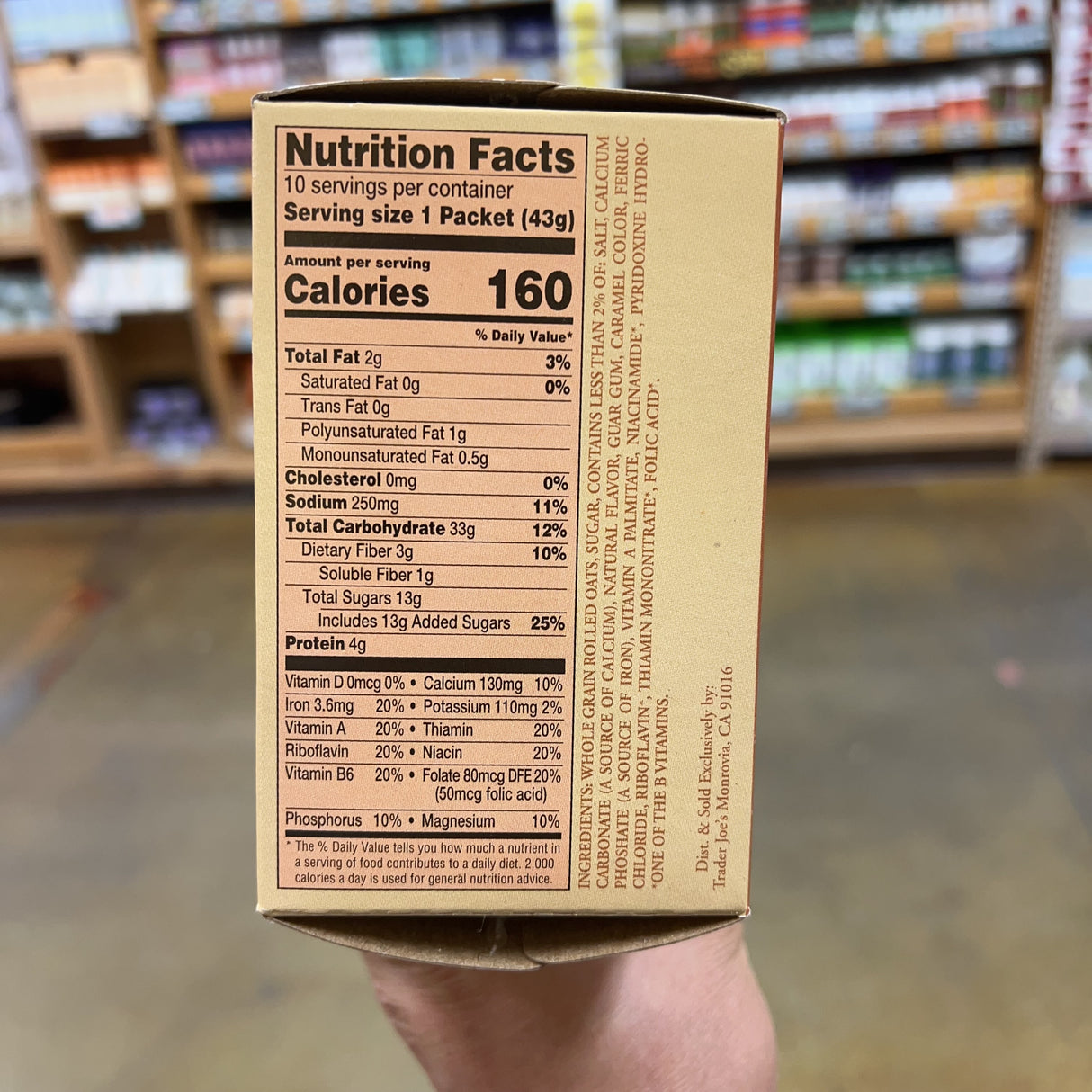 Trader Joe's Maple & Brown Sugar Naturally Flavored Instant Oatmeal