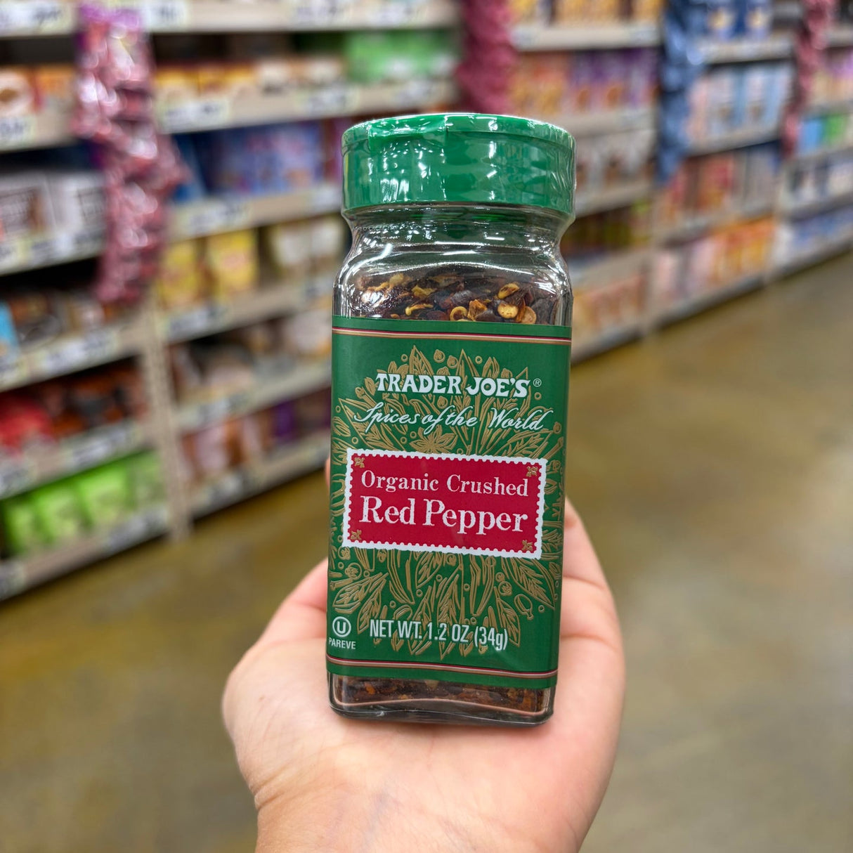 Trader Joe's USDA Organic Crushed Red Pepper 1.2 oz (34g) | Kosher | Pure Red Pepper Flakes