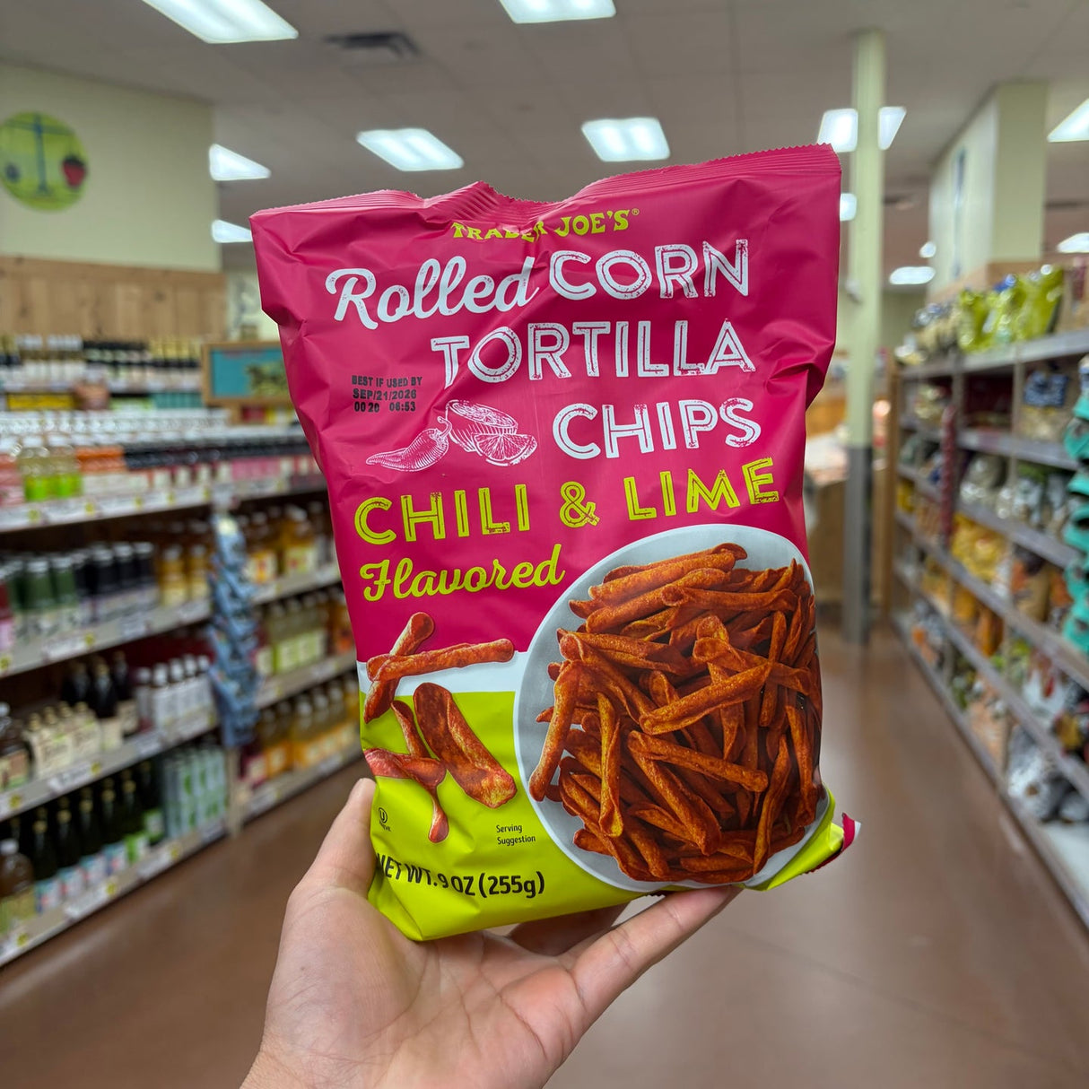 Trader Joe's Chili & Lime Rolled Corn Tortilla Chips 9 oz
