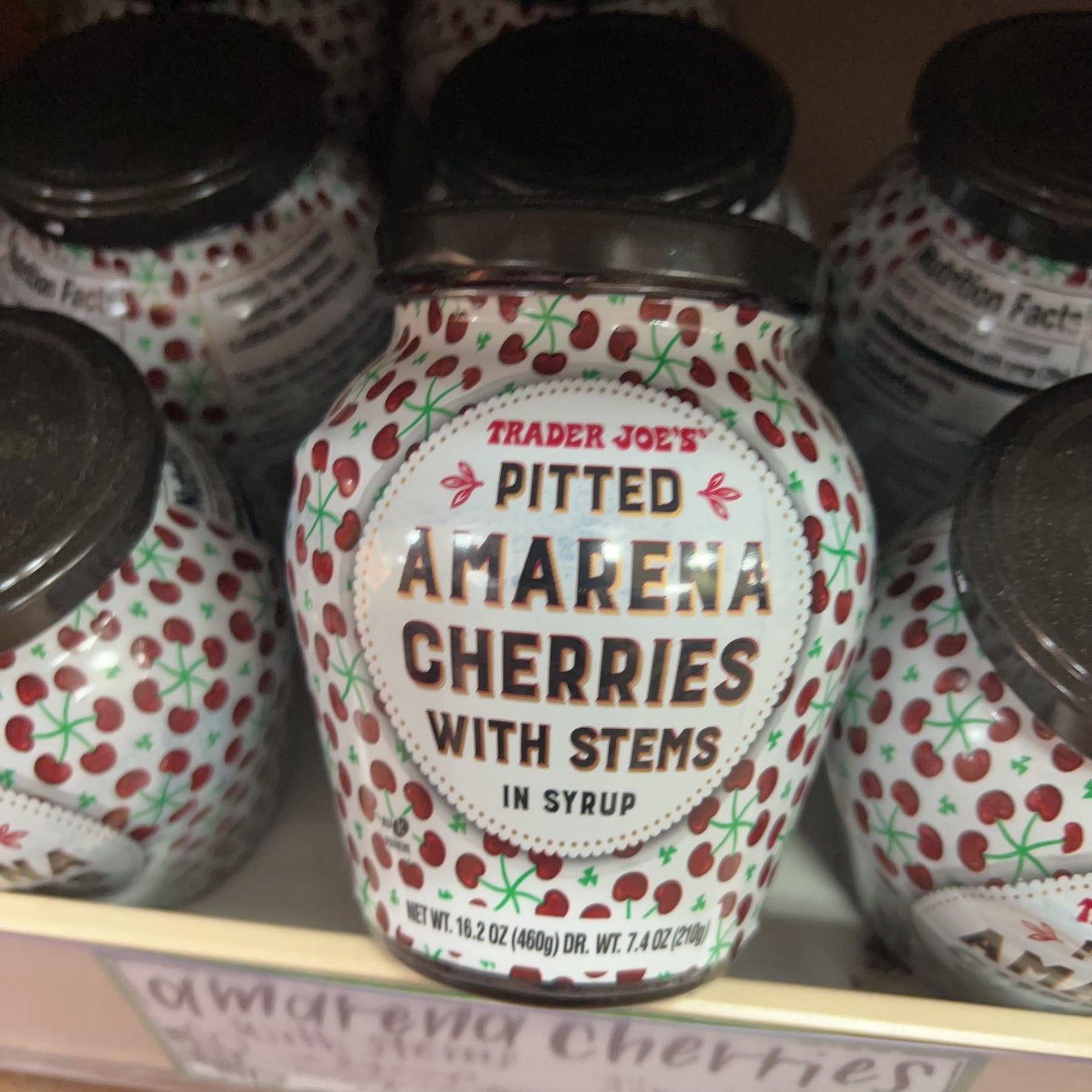 Trader Joe's Pitted Amarena Cherries with Stems in Syrup, 16.2 oz (460g)