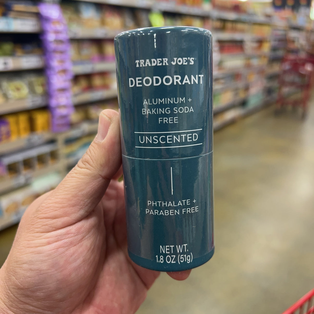 Trader Joe's Unscented Deodorant, Aluminum & Baking Soda Free, 1.8 oz