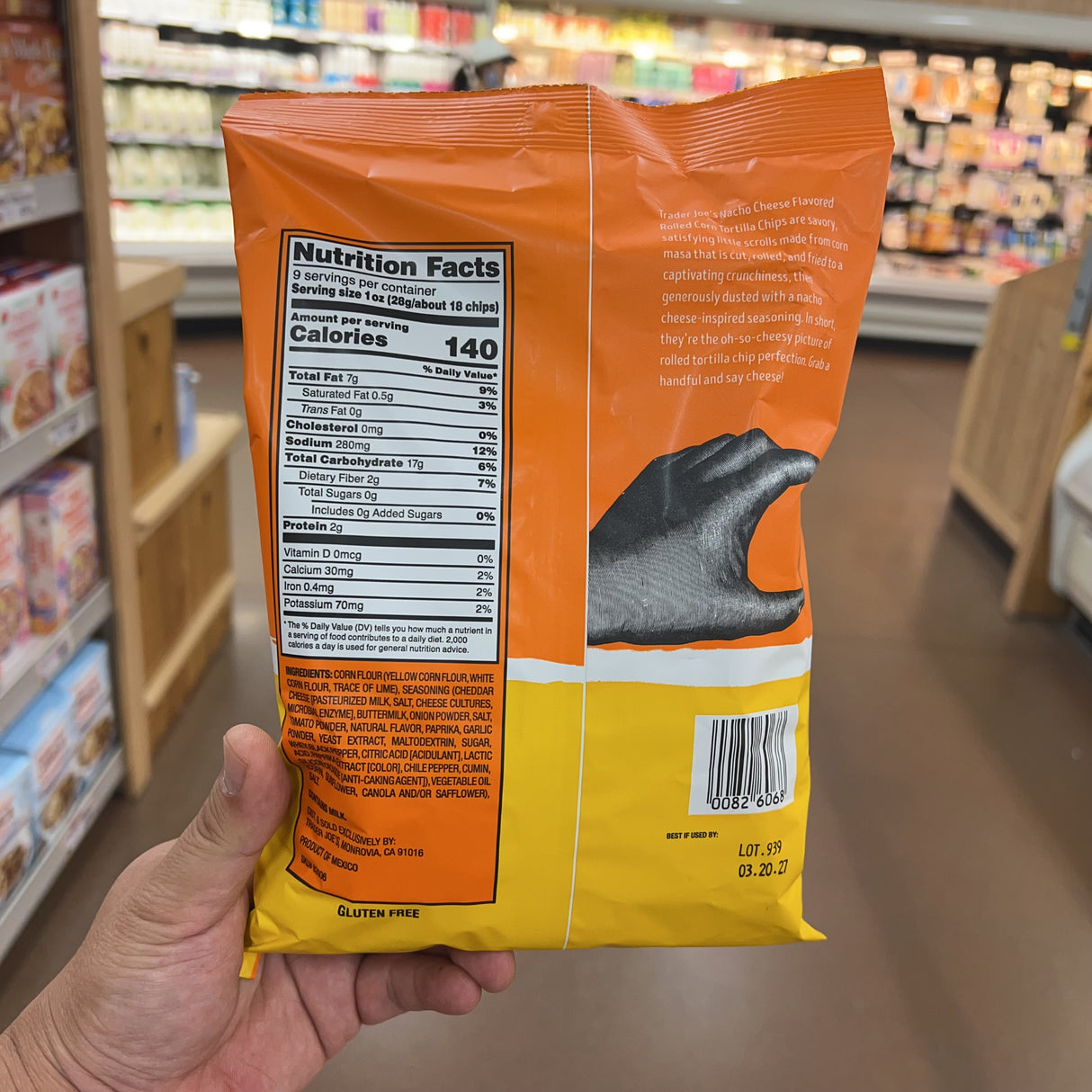 Trader Joe's Rolled Corn Tortilla Chips Nacho Cheese Flavored 9 oz product image 2