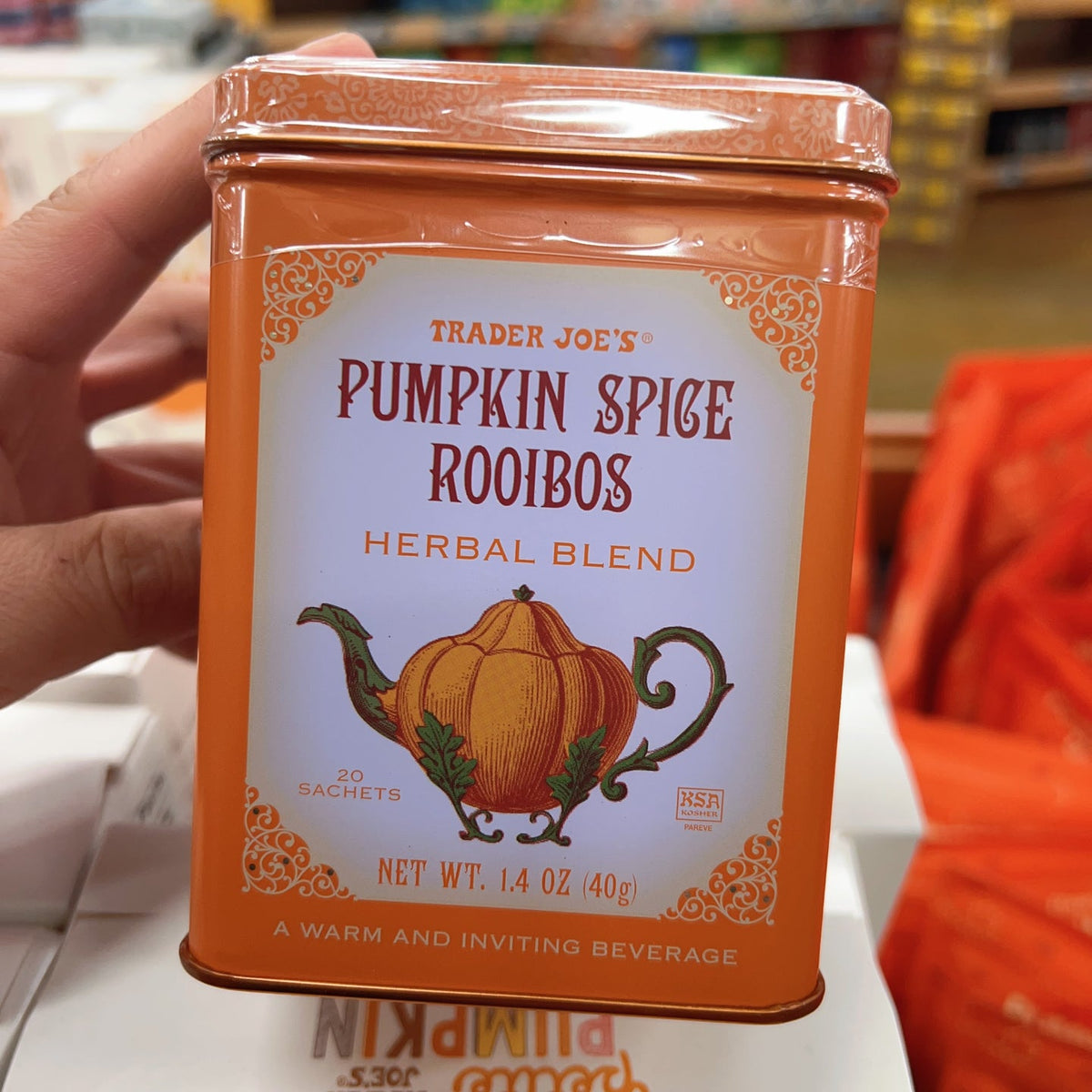 Trader Joe's Pumpkin Spice Rooibos Herbal Tea 1.4 oz (40g) | Caffeine-Free