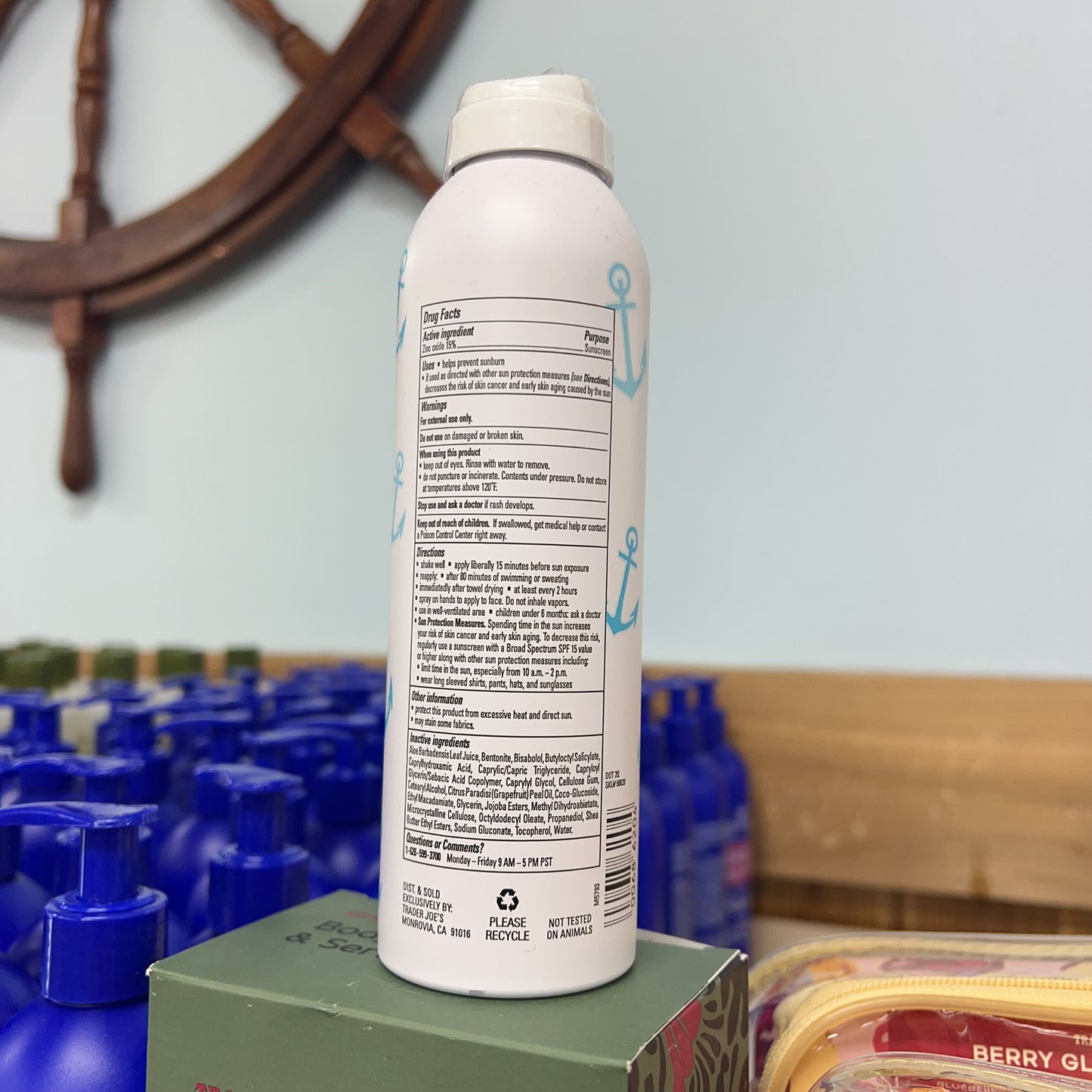 Trader Joe's Zinc Oxide Mineral Sunscreen Spray SPF 30 — spray nozzle and bottle detail