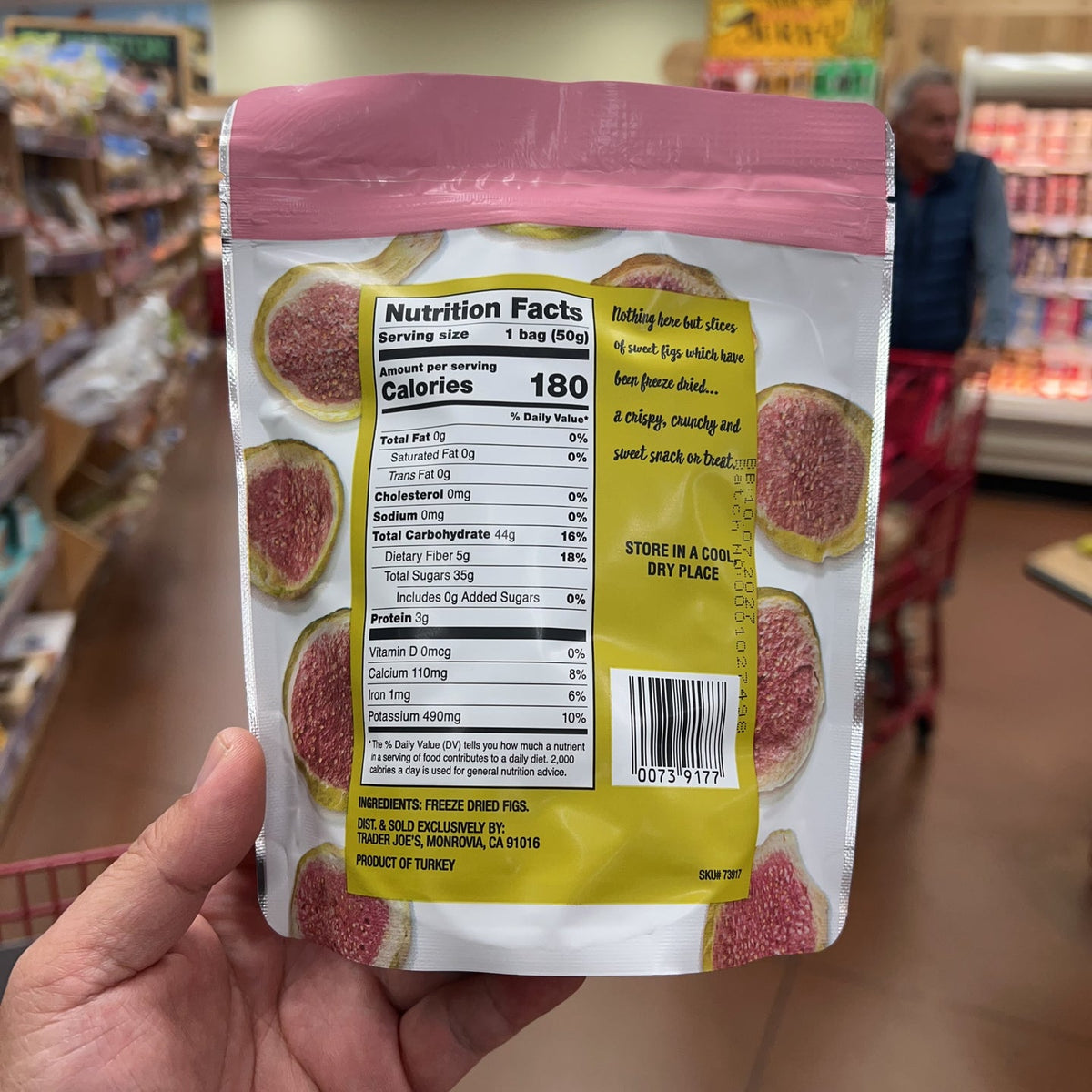 Trader Joe's Freeze Dried Fig Slices Unsweetened Unsulfured 1.76 oz