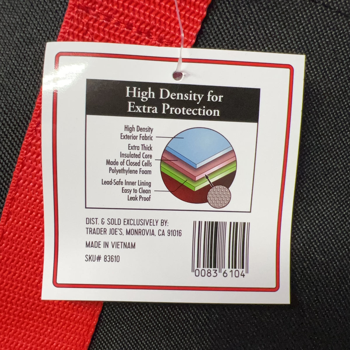 Trader Joe's Red & Black Reusable Insulated Tote Bag — alternate product view