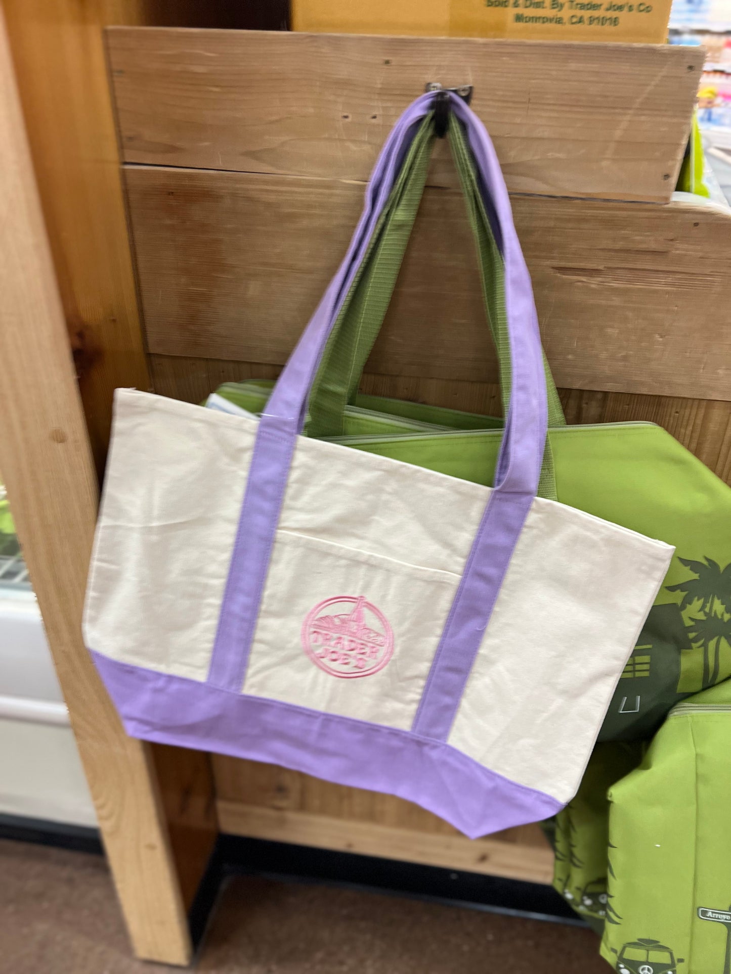 Trader Joe's Large Pastel Canvas Tote Bag 2026 Limited Edition Lavender Purple