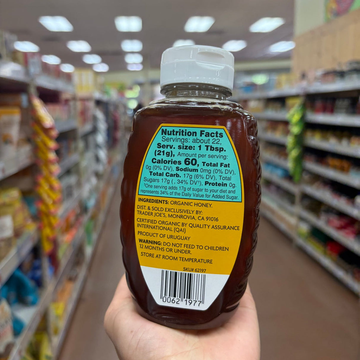 Trader Joe's Organic Unfiltered Honey from Uruguay 16 oz (454g)