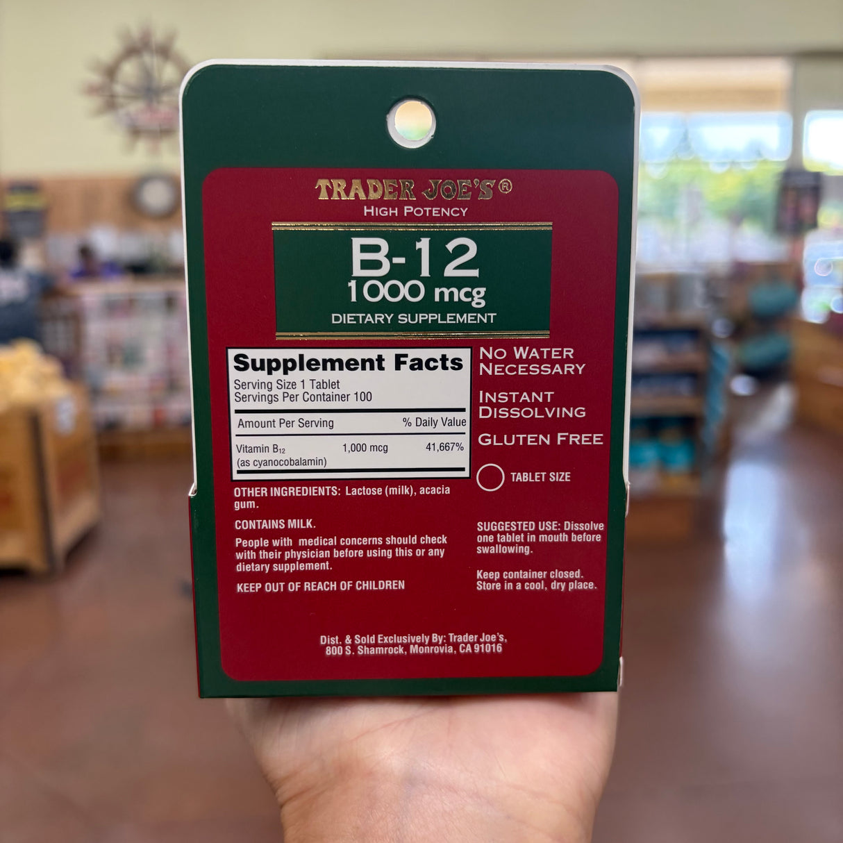 Trader Joe's High Potency B-12 1000 mcg Instant Dissolving 100 Tablets product image 2