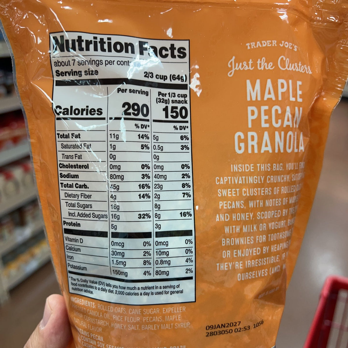 Trader Joe's Just the Clusters Maple Pecan Granola, 16 oz