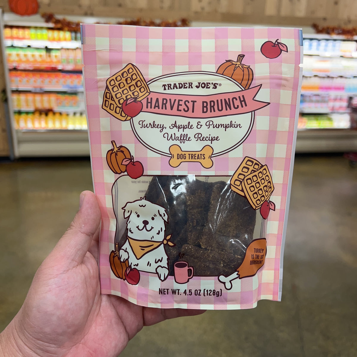 Trader Joe's Harvest Brunch Turkey, Apple & Pumpkin Waffle Recipe Dog Treats, 4.5 oz product image 3
