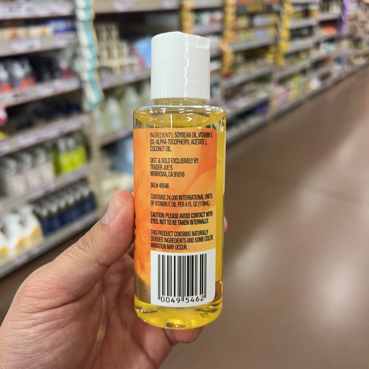 Trader Joe's Vitamin E Oil Blend 24000 IU Soybean & Coconut Oil 4 fl oz