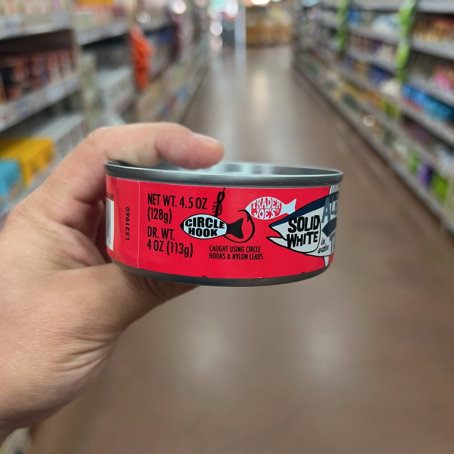 Trader Joe's No Salt Added Albacore Tuna showing net weight 4.5 oz and drained weight 4 oz