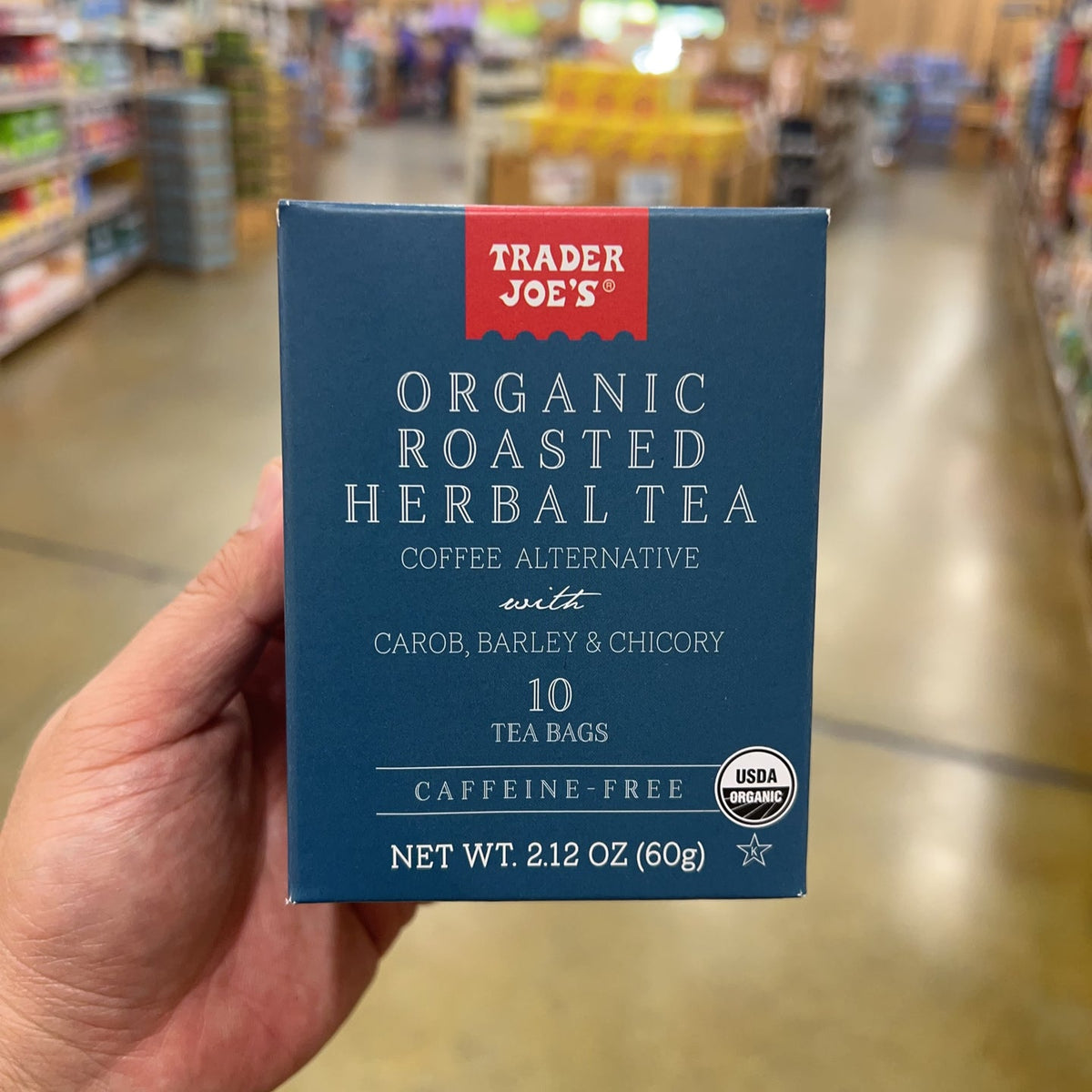 Trader Joe's Organic Roasted Herbal Tea Coffee Alternative 10 Bags 2.12 oz — product photo 3
