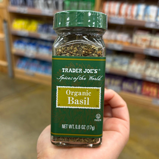 Trader Joe's USDA Organic Dried Basil 0.6oz jar pure herb