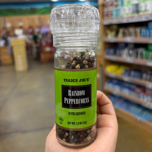 Trader Joe's Rainbow Peppercorns with Grinder multicolor pepper blend jar