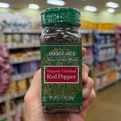 Trader Joe's USDA Organic Crushed Red Pepper flakes pure Kosher spice jar