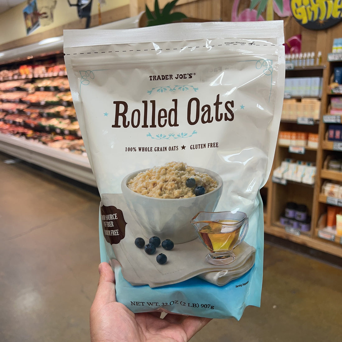 Trader Joe's 100% Whole Grain Gluten Free Rolled Oats bag