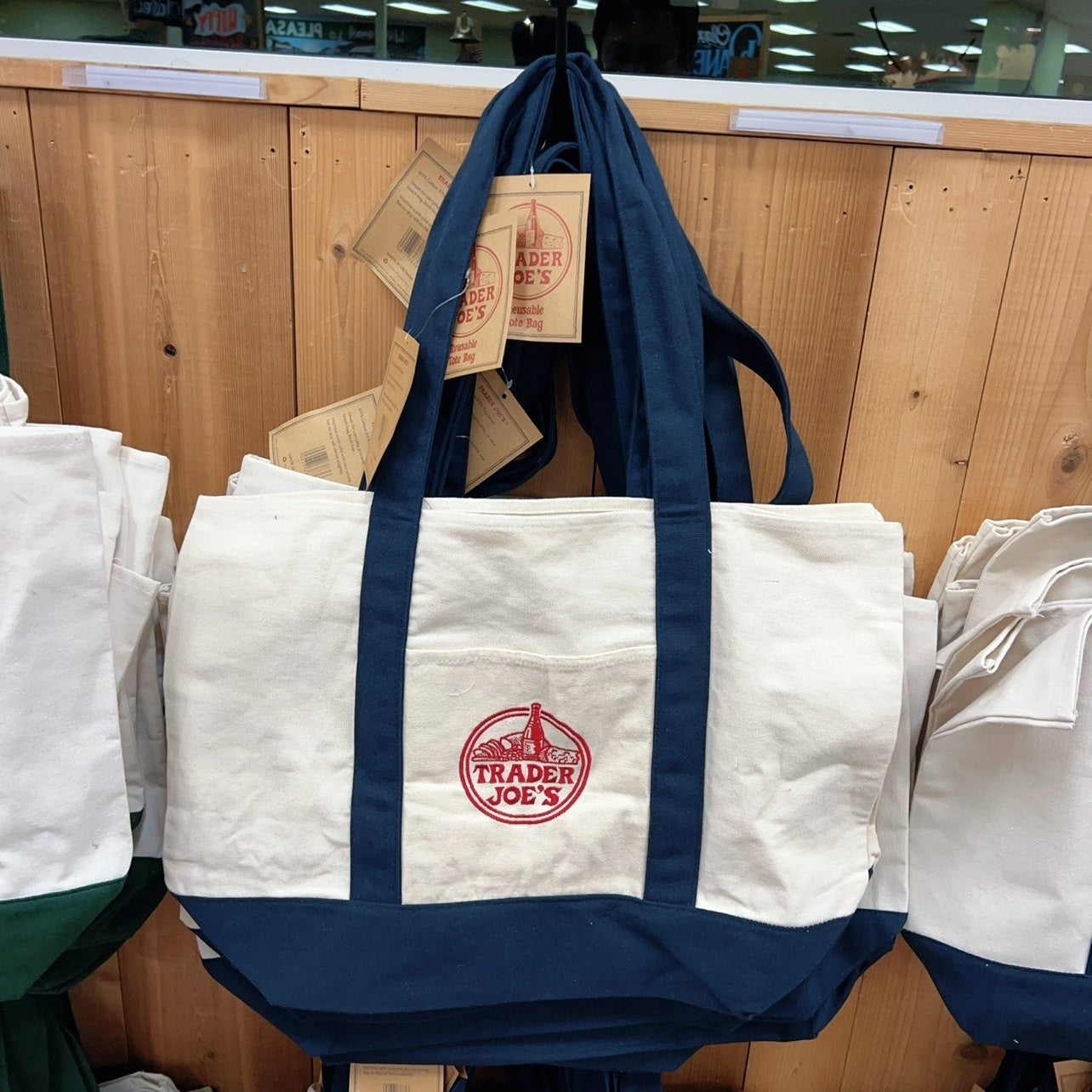 Trader Joe's Large Canvas Tote Bag in Navy Blue