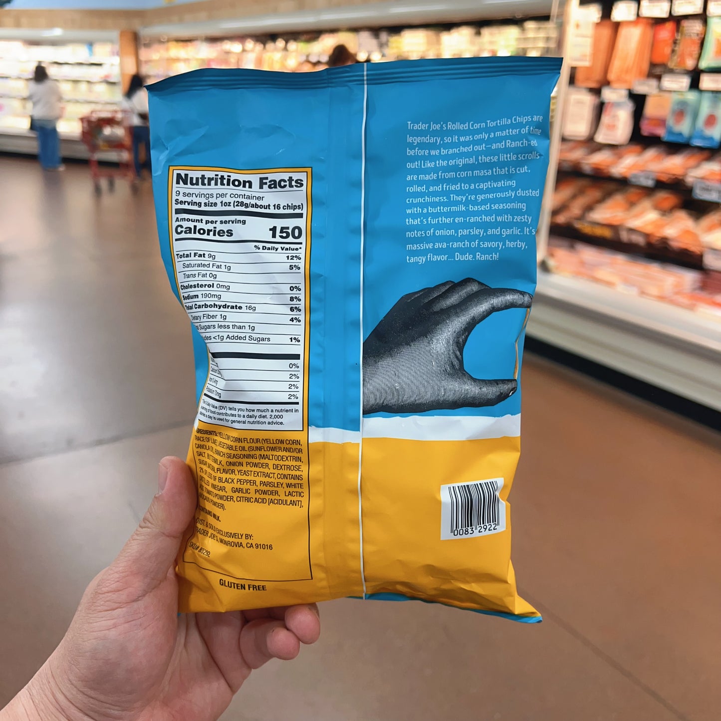 Trader Joe's Rolled Corn Tortilla Chips Ranch Flavored Net Wt. 9 oz (255g)