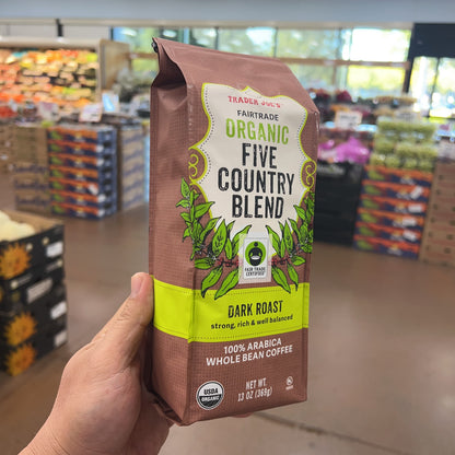Trader Joe's Fairtrade Organic Five Country Blend Dark Roast Whole Bean Coffee