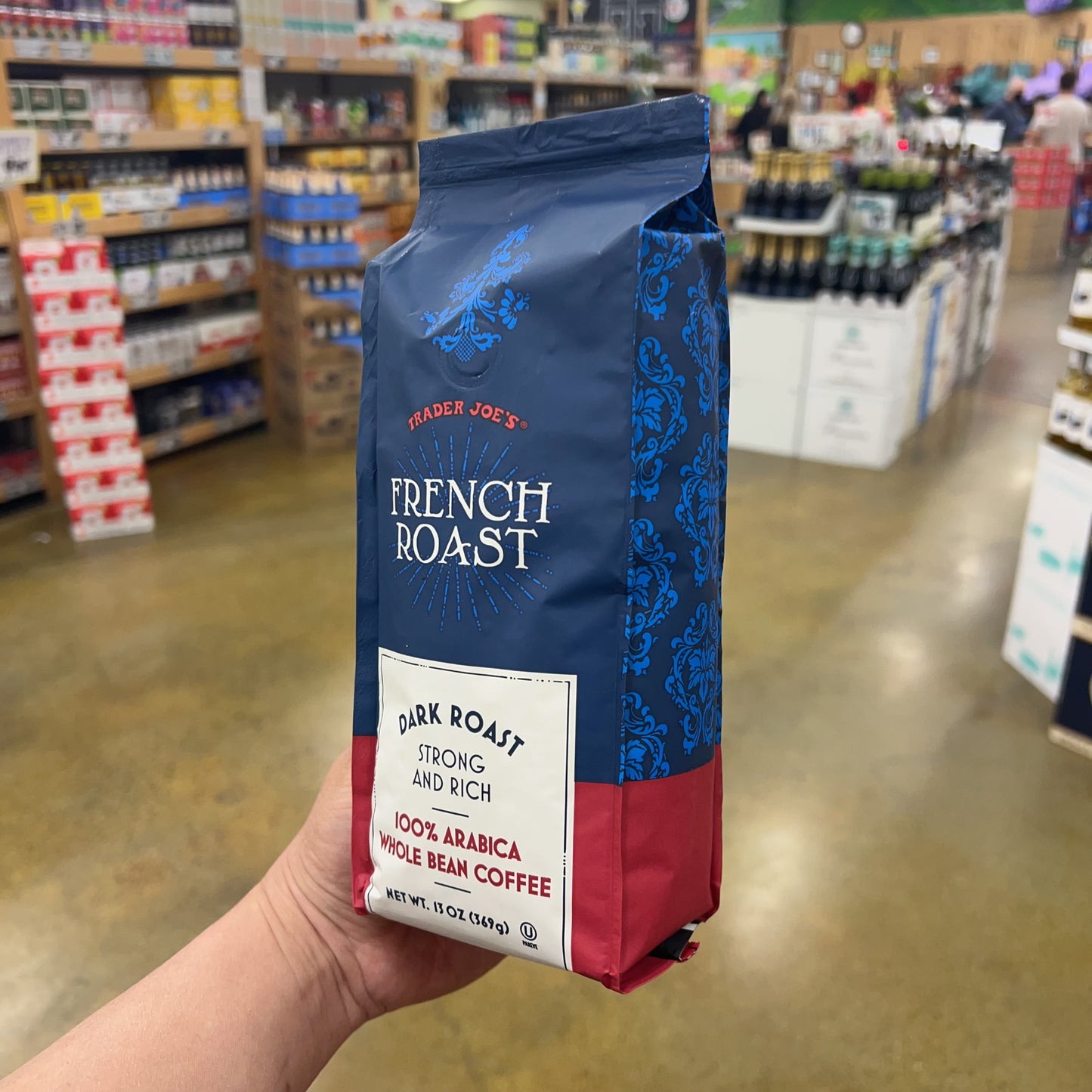 Trader Joe's French Roast Coffee Dark Roast 100% Arabica Whole Bean 13 oz