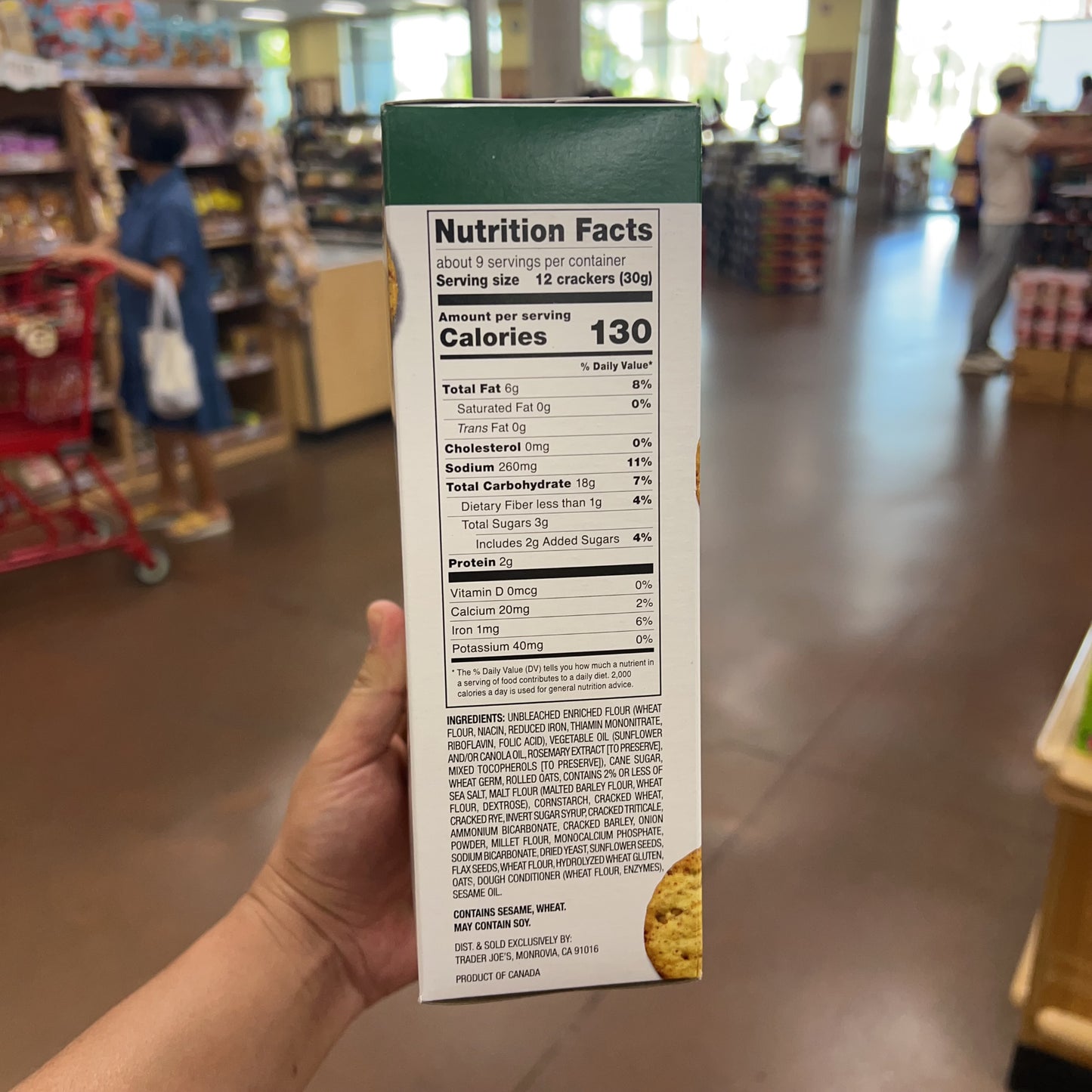 Trader Joe's Multigrain Crackers with Sunflower and Flax Seeds