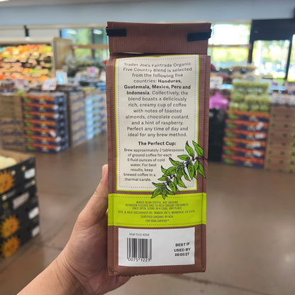 Trader Joe's Fairtrade Organic Five Country Blend Dark Roast Whole Bean Coffee