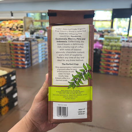 Trader Joe's Fairtrade Organic Five Country Blend Dark Roast Whole Bean Coffee