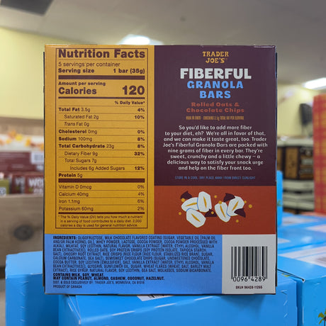 Trader Joe's Fiberful Granola Bars Rolled Oats & Chocolate Chips 6.17 oz product image 2