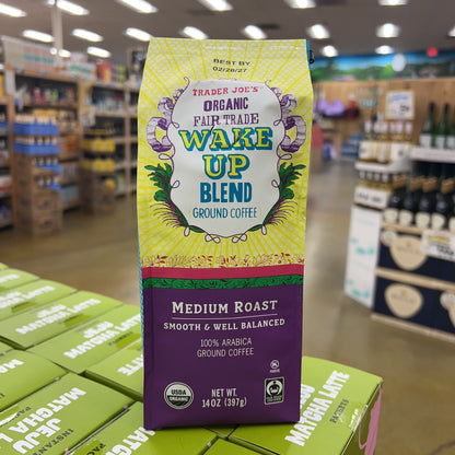 Trader Joe's Organic Fair Trade Wake Up Blend Ground Coffee Medium Roast 100% Arabica 14 oz