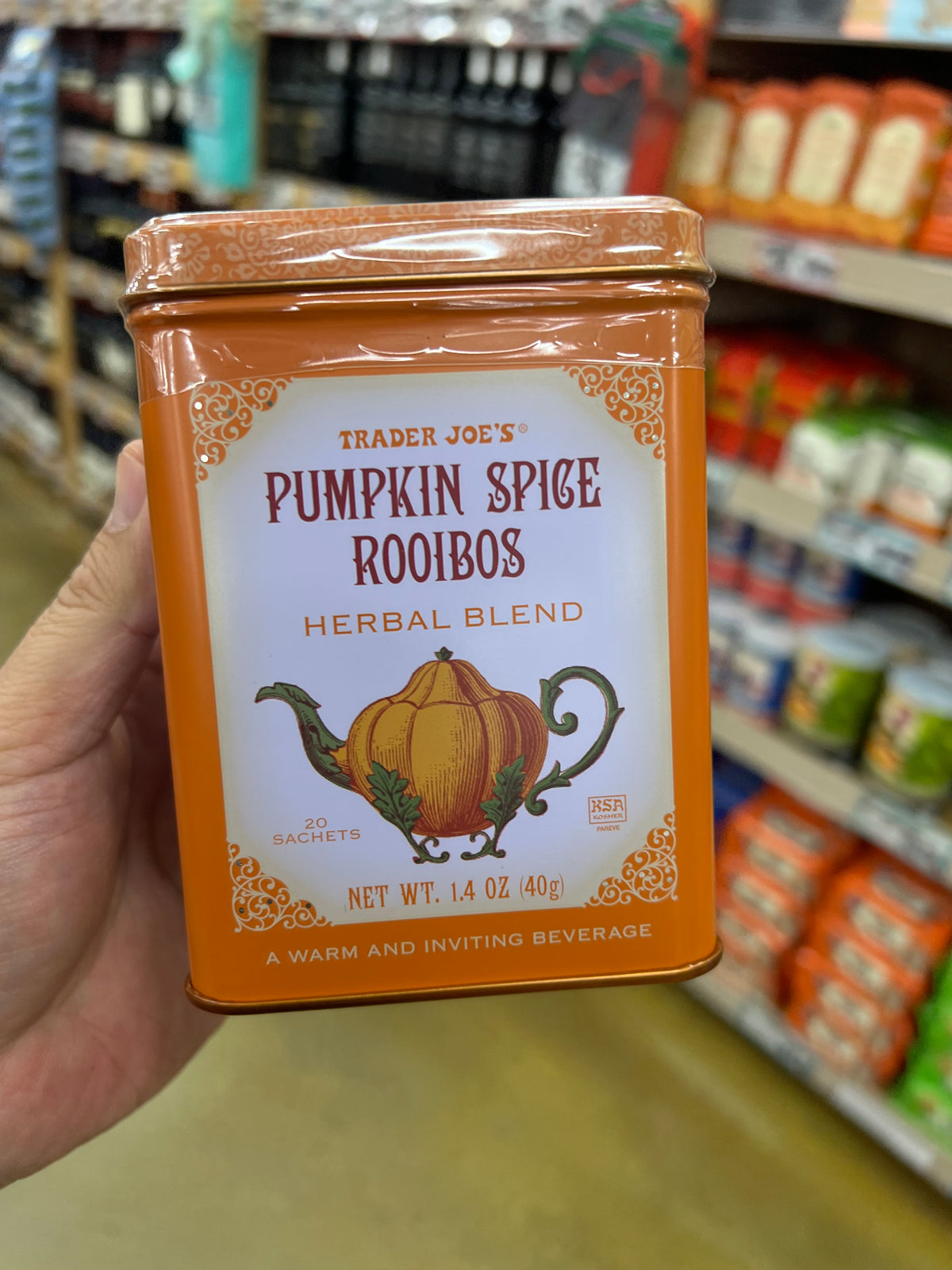 Trader Joe's Pumpkin Spice Rooibos Herbal Tea 1.4 oz (40g) | Caffeine-Free