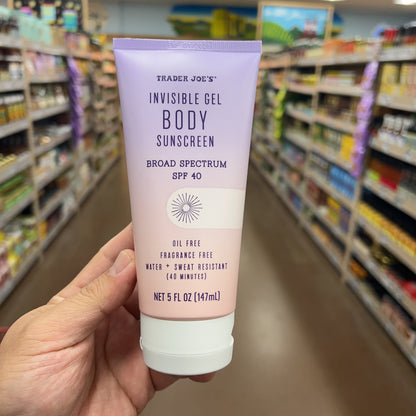 Trader Joe's Invisible Gel Body Sunscreen SPF 40 Broad Spectrum 5 fl oz