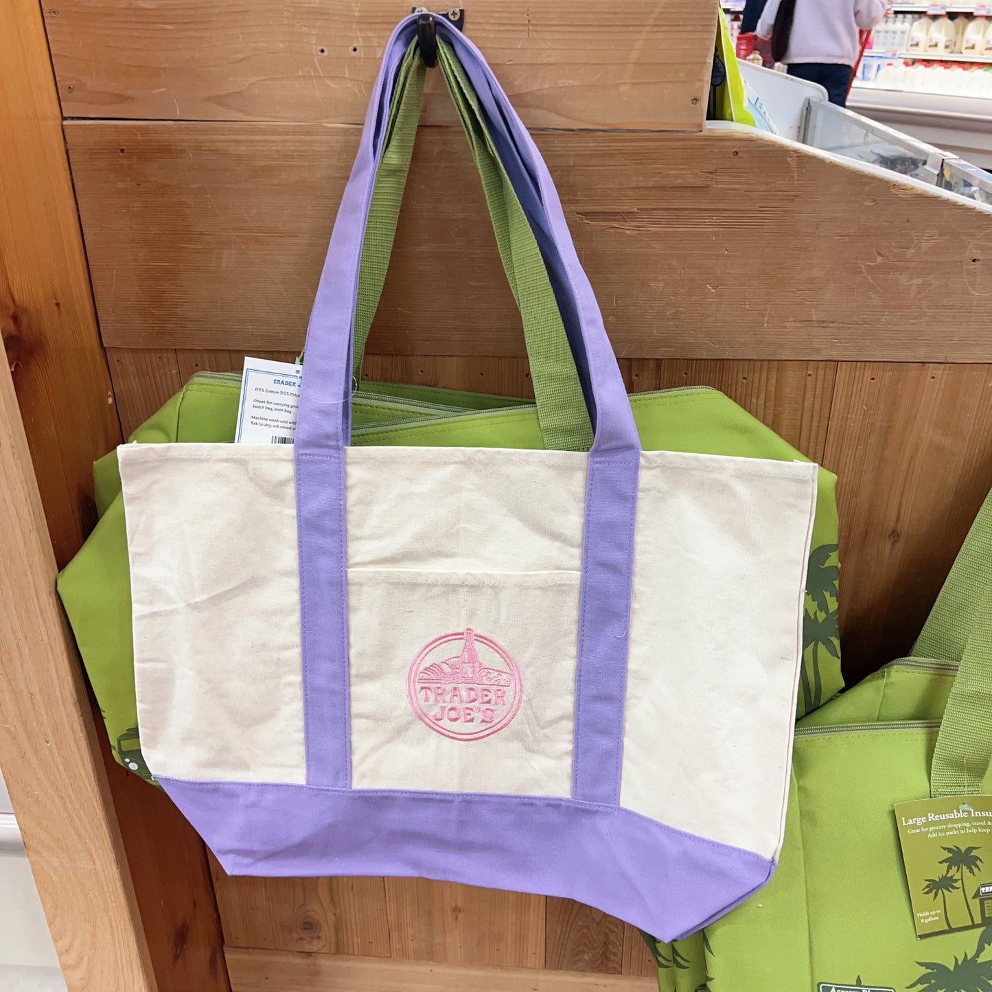 Trader Joe's Large Pastel Canvas Tote Bag 2026 Limited Edition Lavender Purple