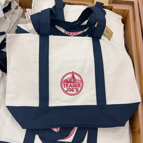 Trader Joe's Large Canvas Tote Bag in Navy Blue (2026), additional product view 3