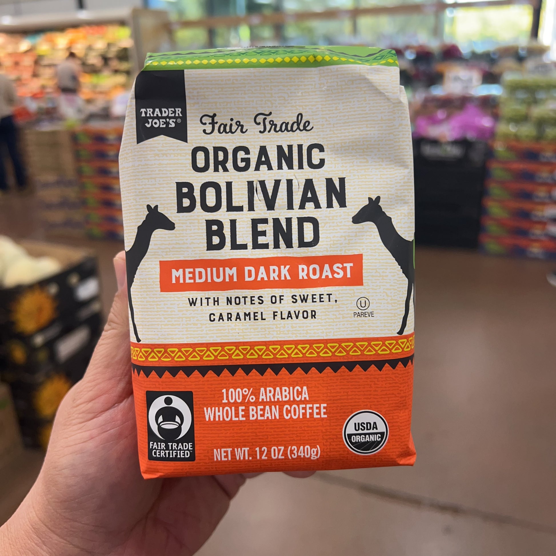 Trader Joe's Fair Trade Organic Bolivian Blend Medium Dark Roast Whole Bean Coffee