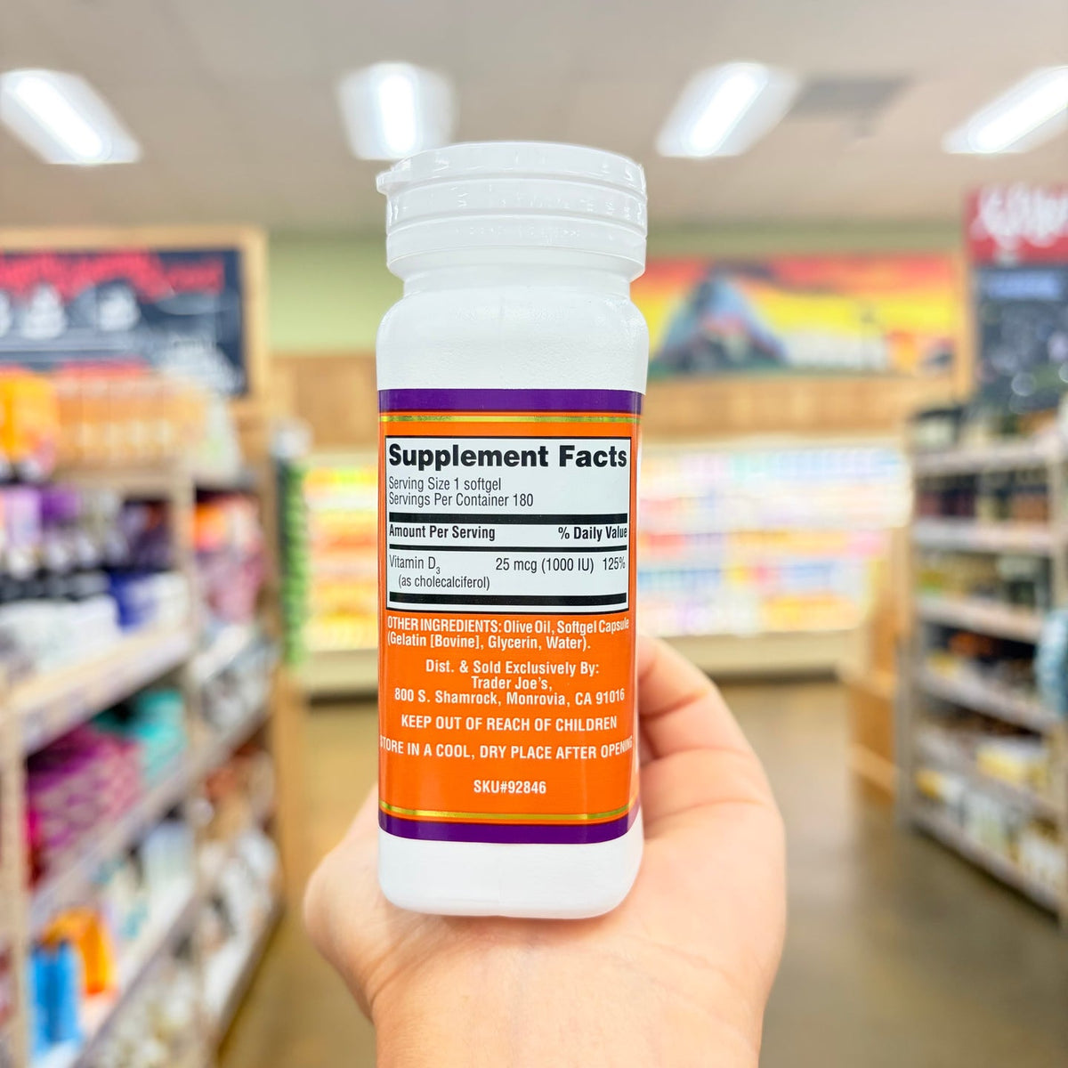 Trader Joe's Vitamin D 25 mcg (1000 IU) Dietary Supplement 180 Softgels product image 3