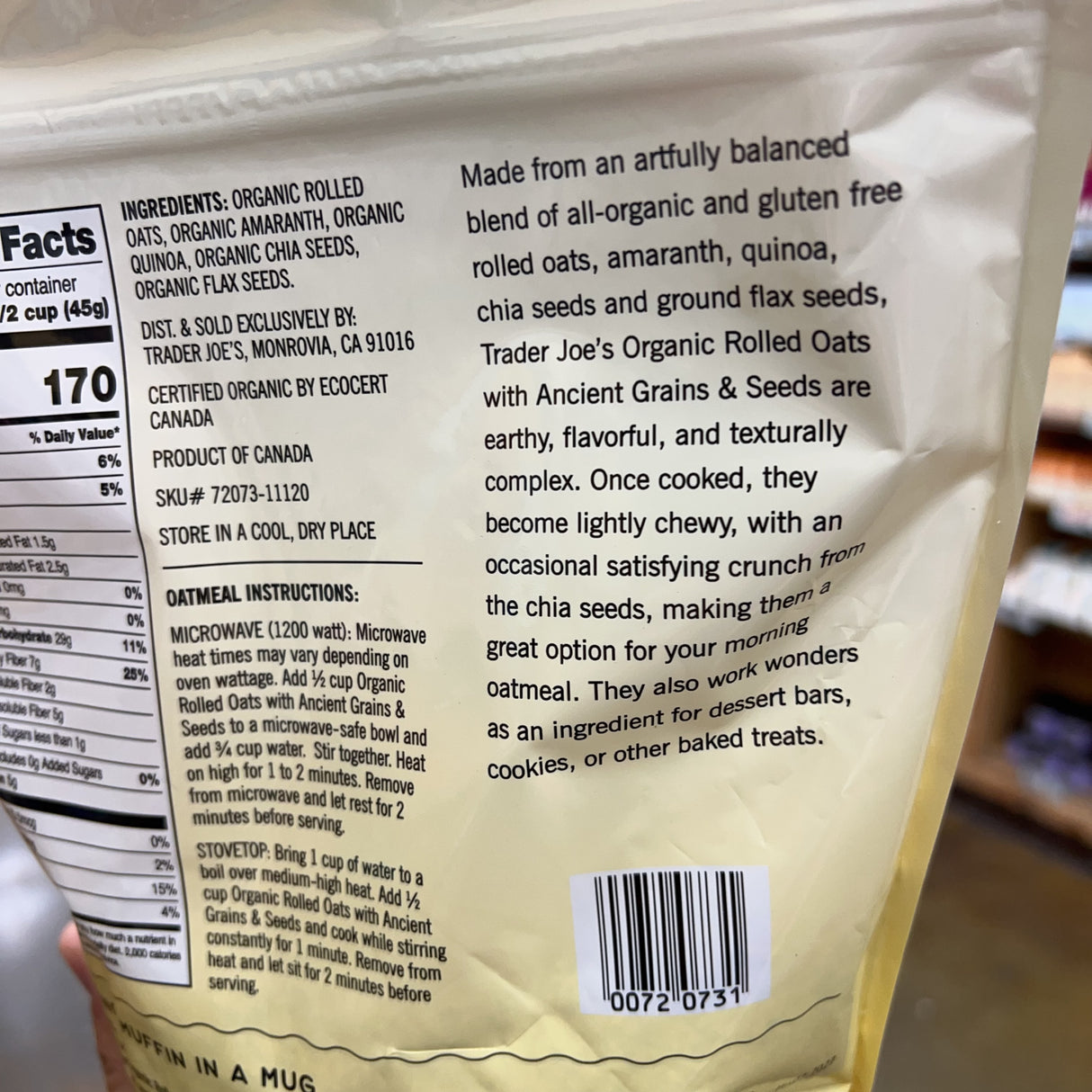 Trader Joe's Gluten Free Organic Rolled Oats with Ancient Grains & Seeds