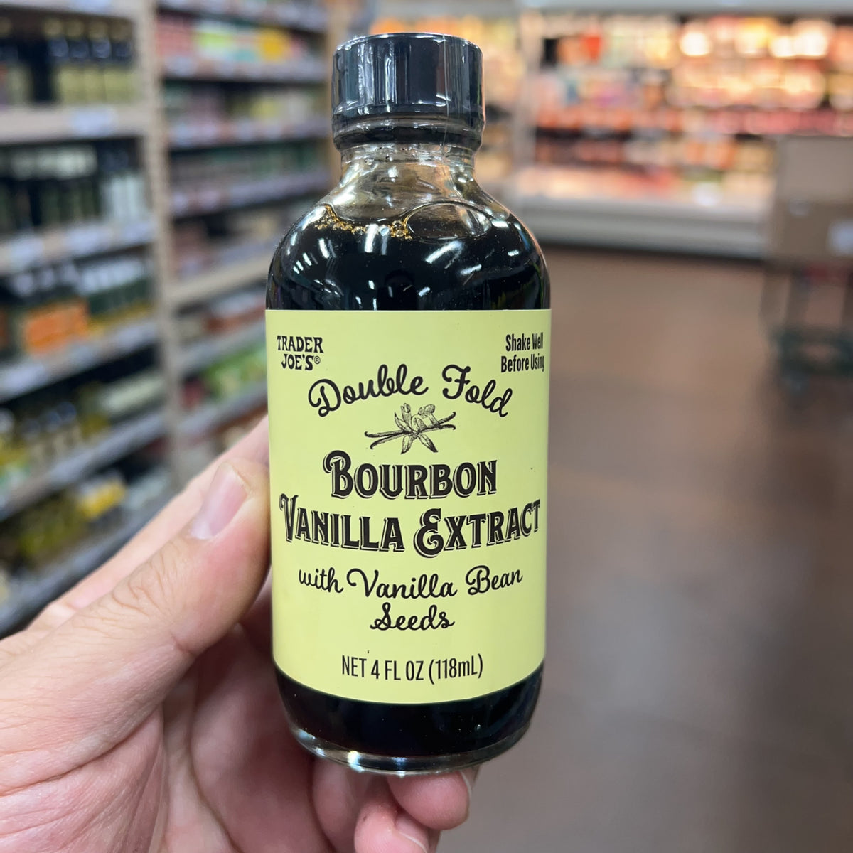 Trader Joe's Double Fold Bourbon Vanilla Extract with Vanilla Bean Seeds 4 fl oz product image