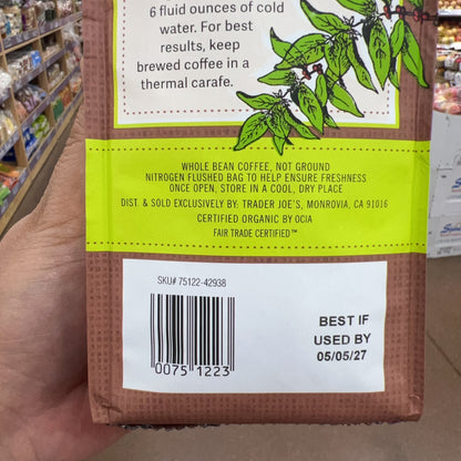 Trader Joe's Fairtrade Organic Five Country Blend Dark Roast Whole Bean Coffee
