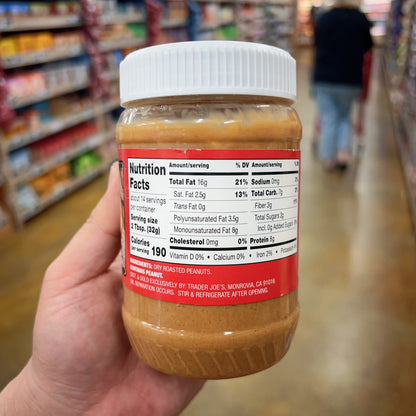 Trader Joe's Peanut Butter from Unblanched Peanuts No Additives 16 oz