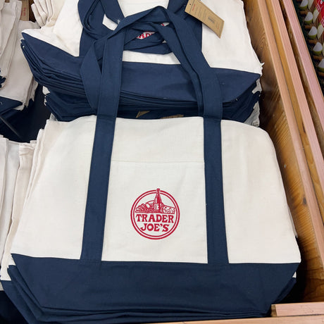 Trader Joe's Large Canvas Tote Bag in Navy Blue (2026), additional product view 6