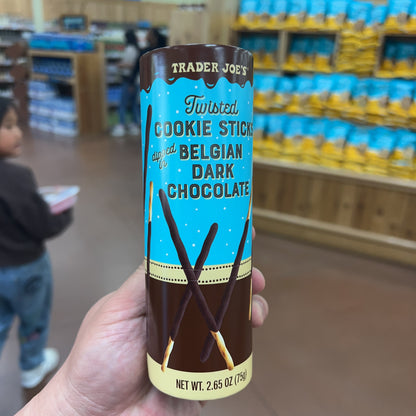 Trader Joe's Twisted Cookie Sticks Dipped in Belgian Dark Chocolate Net Wt. 2.65 oz (75g)
