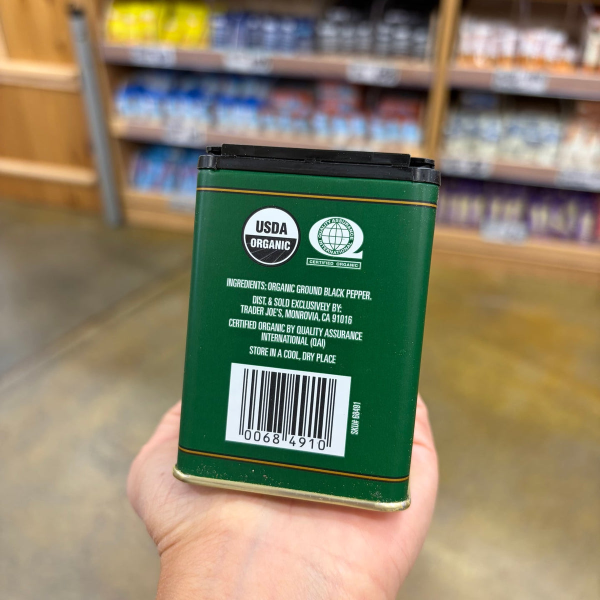 Trader Joe's USDA Organic Ground Black Pepper 2 oz (57g) | Kosher | Pure Black Pepper
