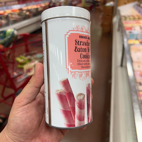 Trader Joe's Strawberry Baton Wafer Cookies 5 oz (142g) | Strawberry Crème | Metal Tin
