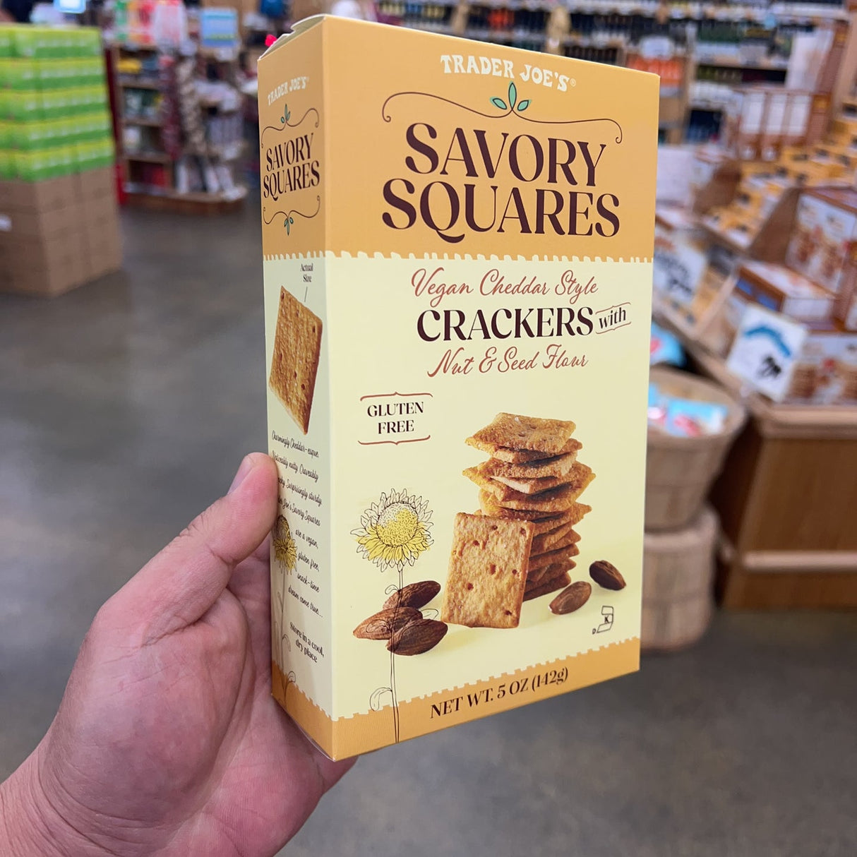 Trader Joe's Savory Squares Vegan Cheddar Style Crackers 5 oz